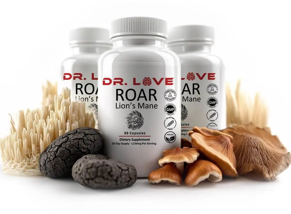 Functional mushrooms used in Dr. Love’s Lion’s Mane formula